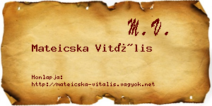 Mateicska Vitális névjegykártya